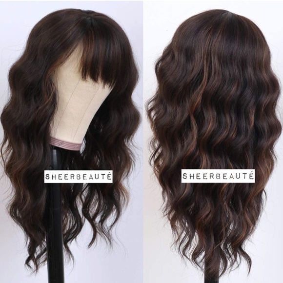 Dark Brown Hair with Blonde Highlights Wig - Picture 3 of 3